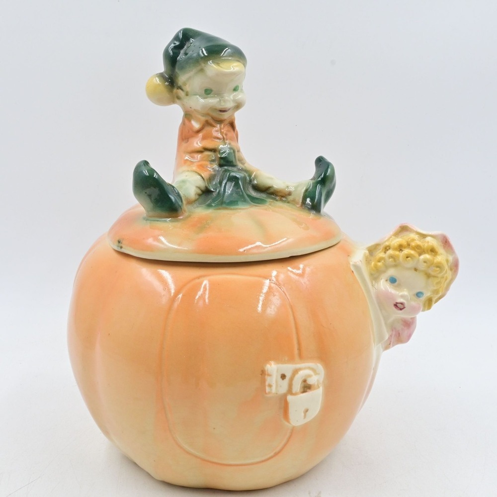 Brush Pottery Peter Peter Pumpkin Eater Cookie Jar 11" Mid Century W24 USA